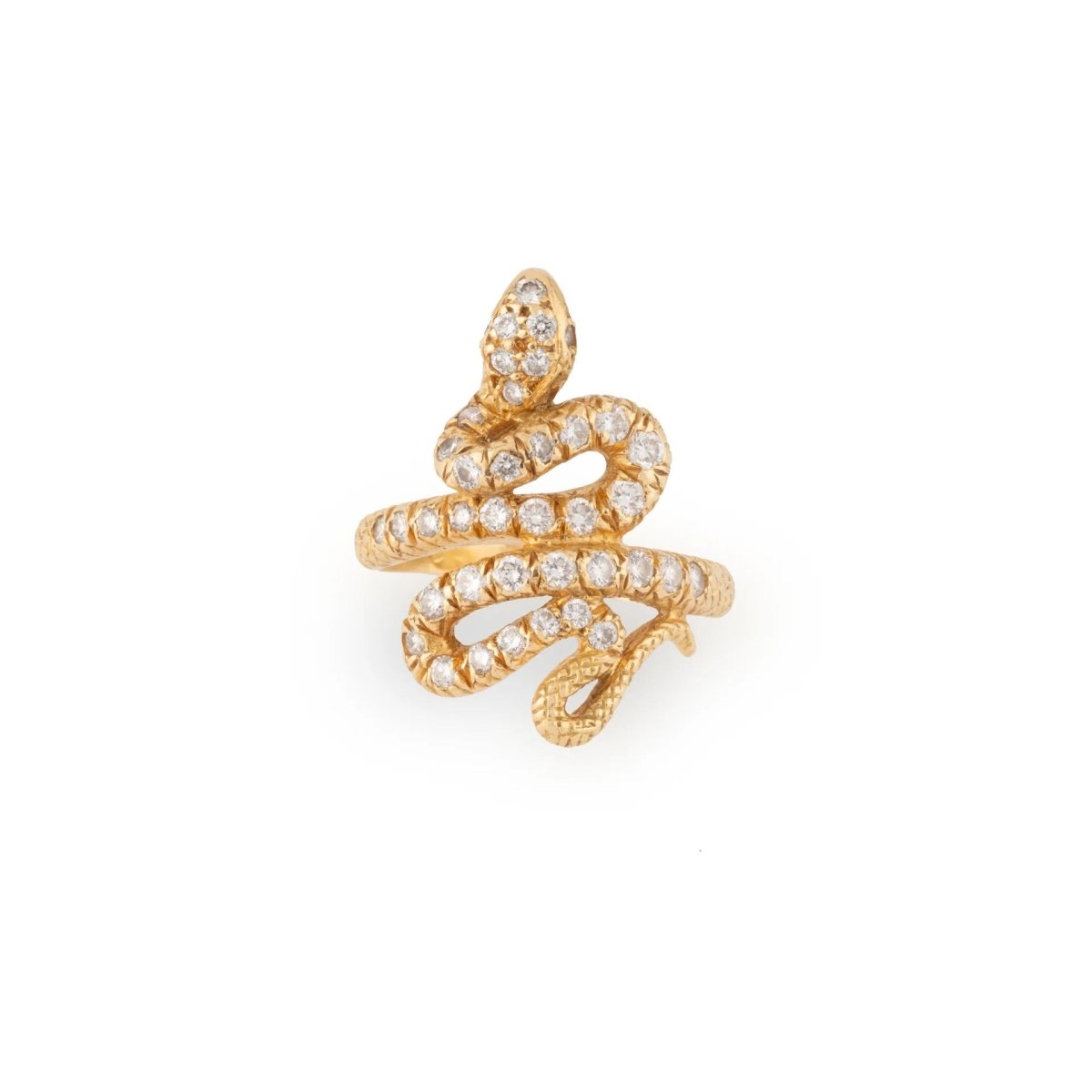 Bague serpent en diamant et or jaune - Castafiore