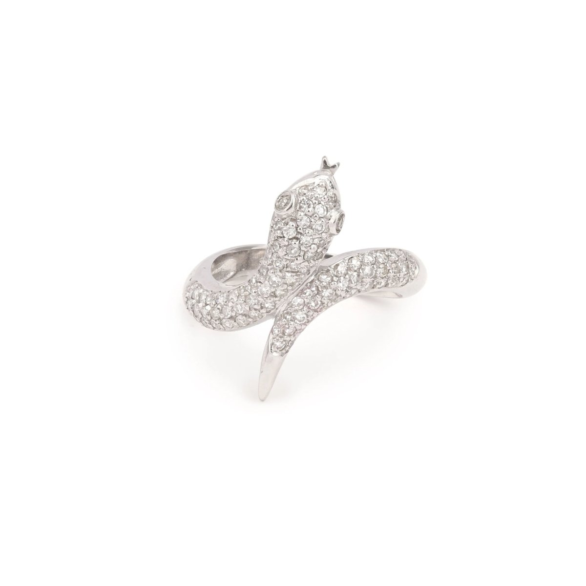 Bague serpent en or gris et diamant - Castafiore