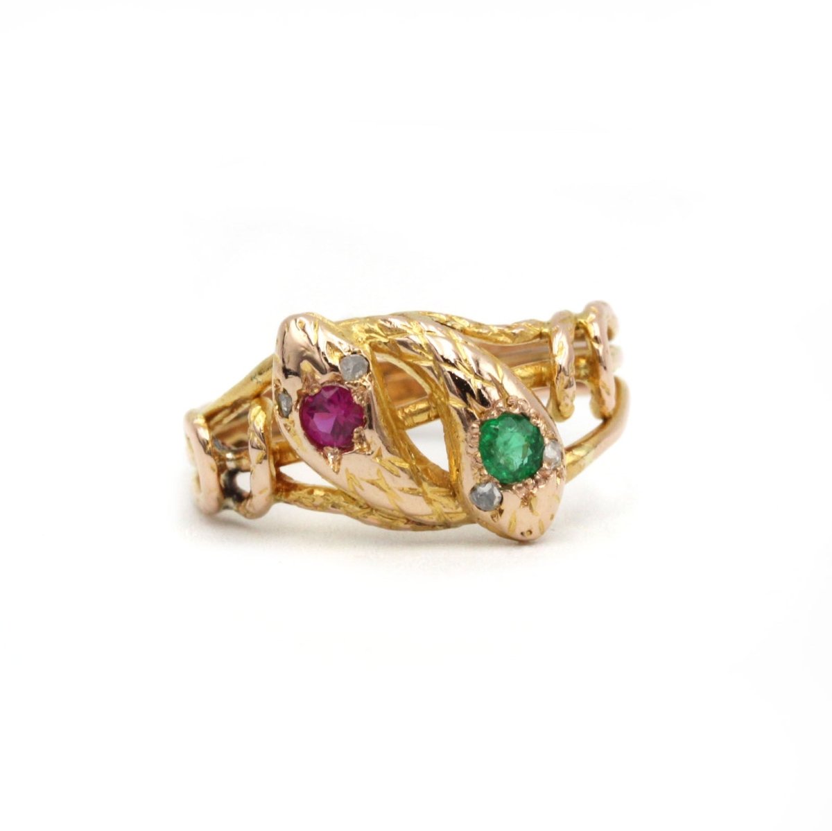 Bague Serpent - Or, Diamants, Rubis & Emeraude - Castafiore
