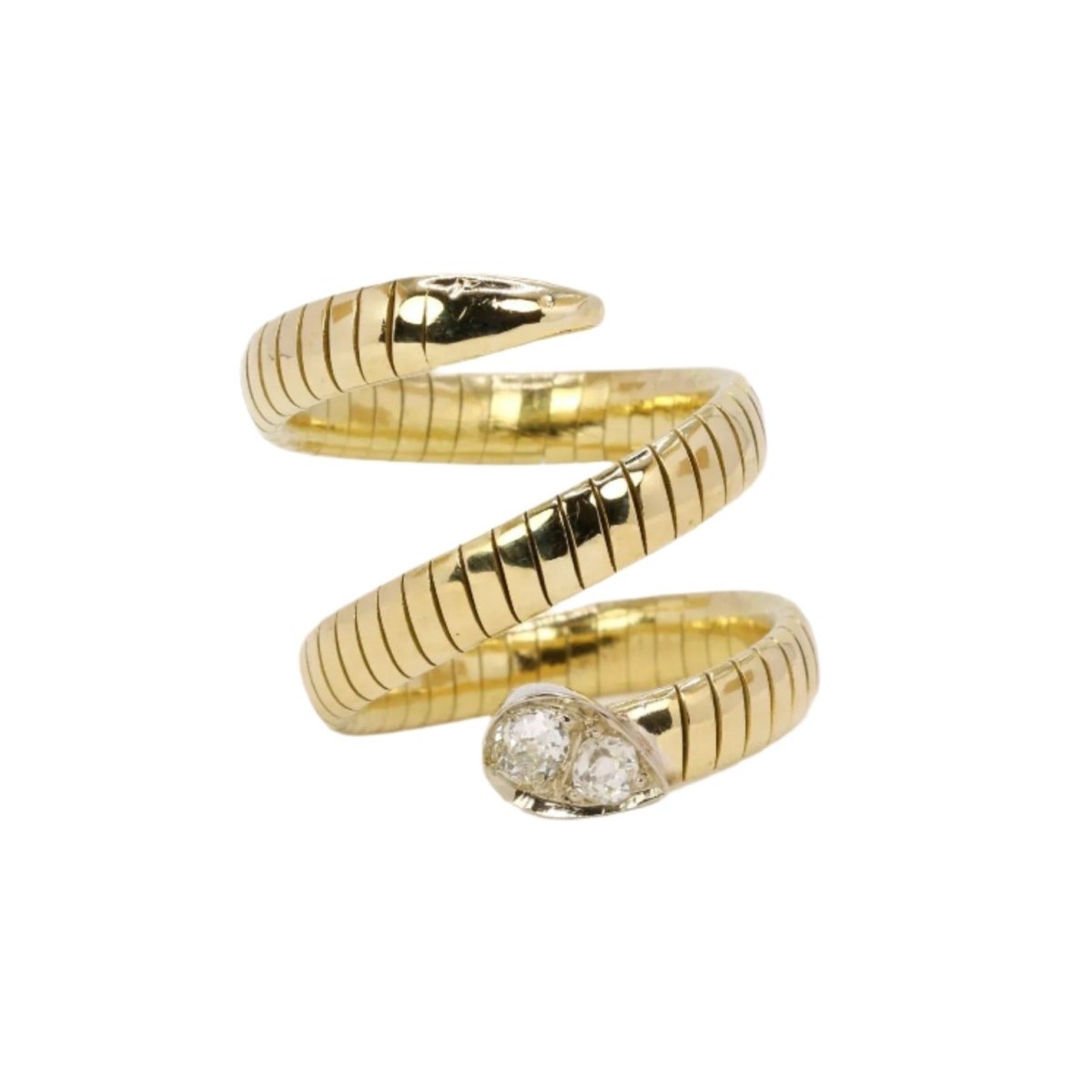 Bague serpent tubogas en or jaune et diamant - Castafiore