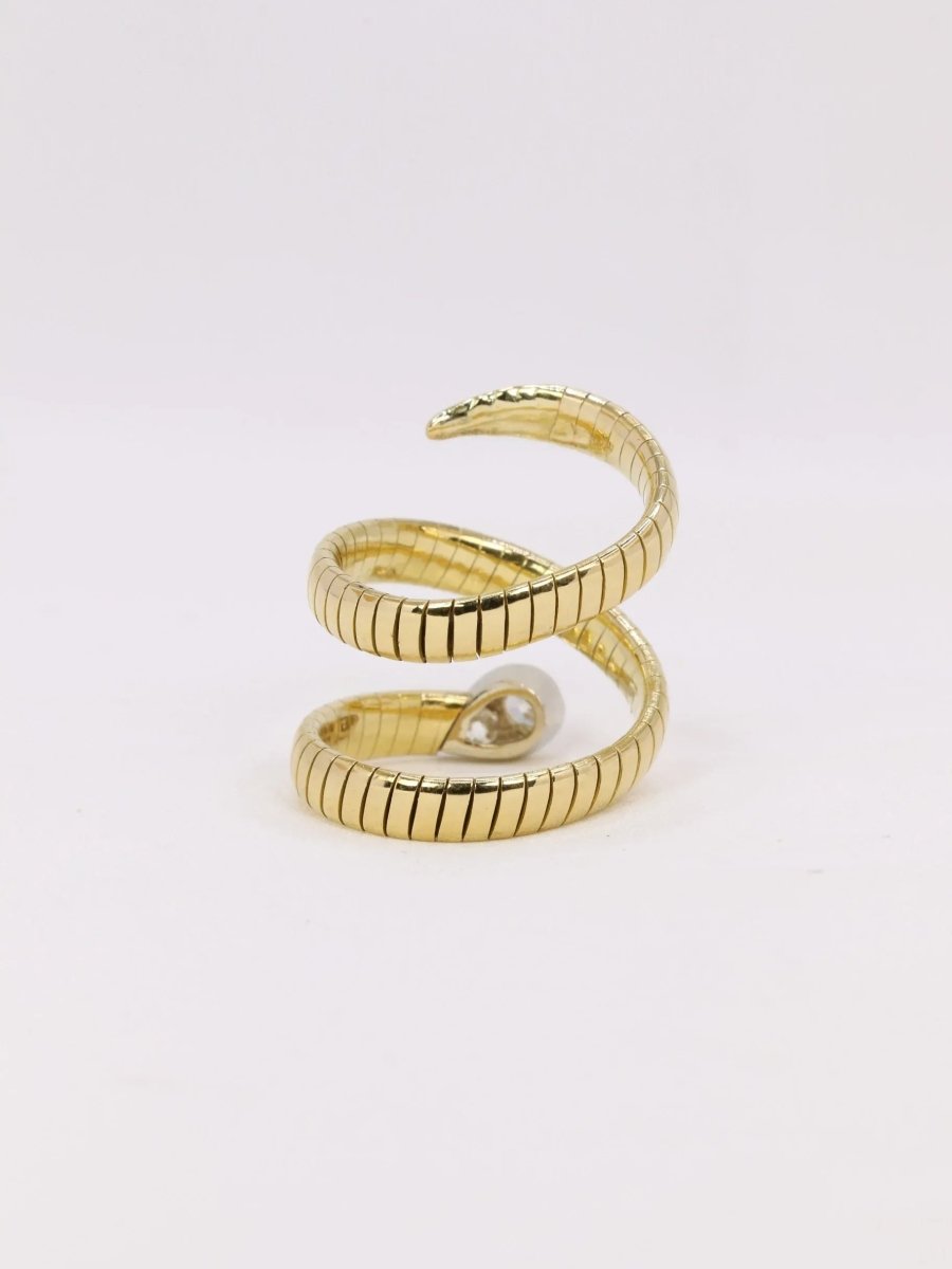 Bague serpent tubogas en or jaune et diamant - Castafiore