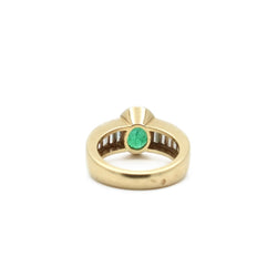Bague serti demi-clos en or jaune et émeraude - Castafiore