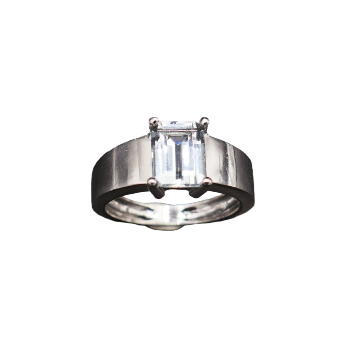 Bague Sertie d'Une Aigue Marine, Or Blanc 18 Carats. - Castafiore