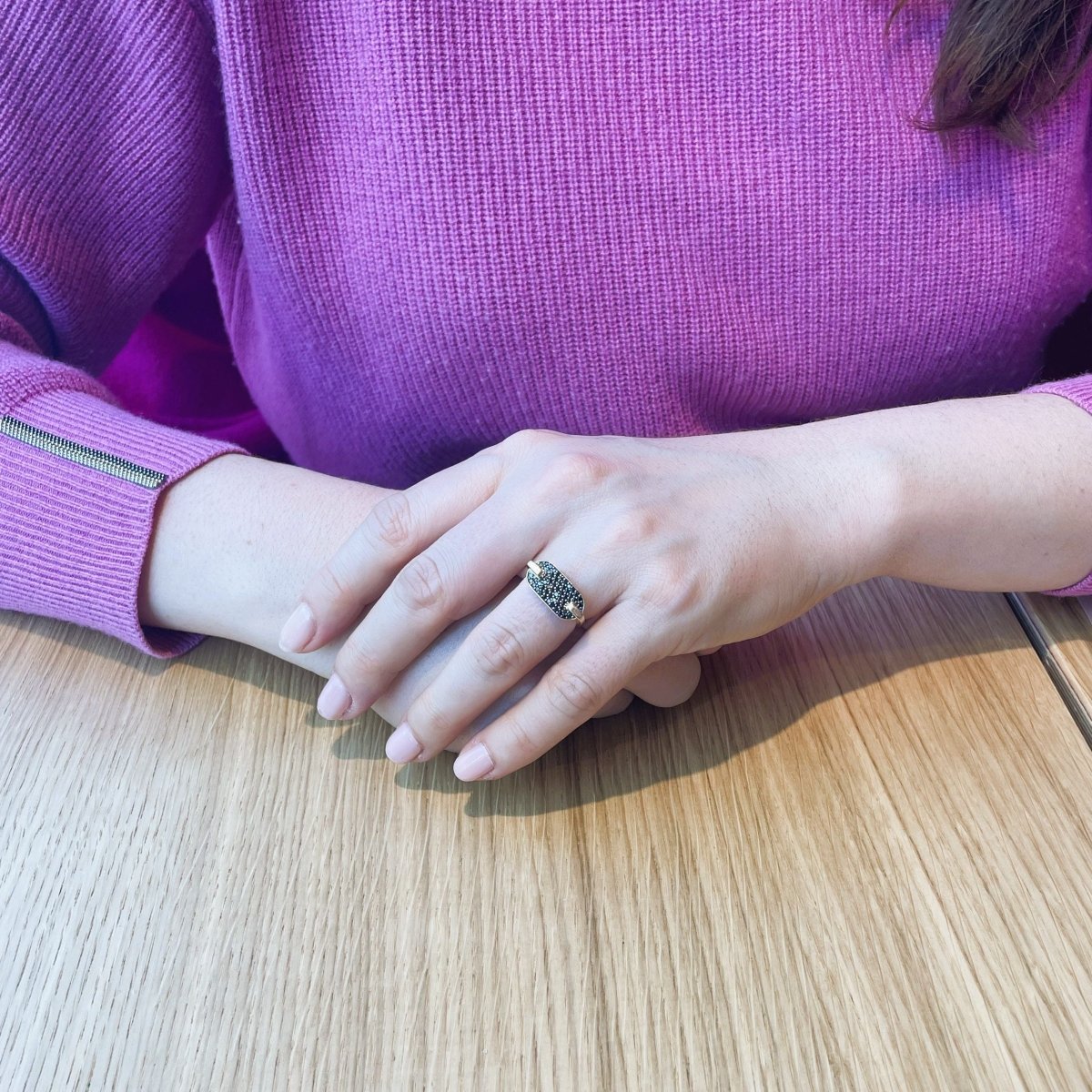 Bague SO SHOCKING "La Singulière" en or rose et diamants noirs - Castafiore