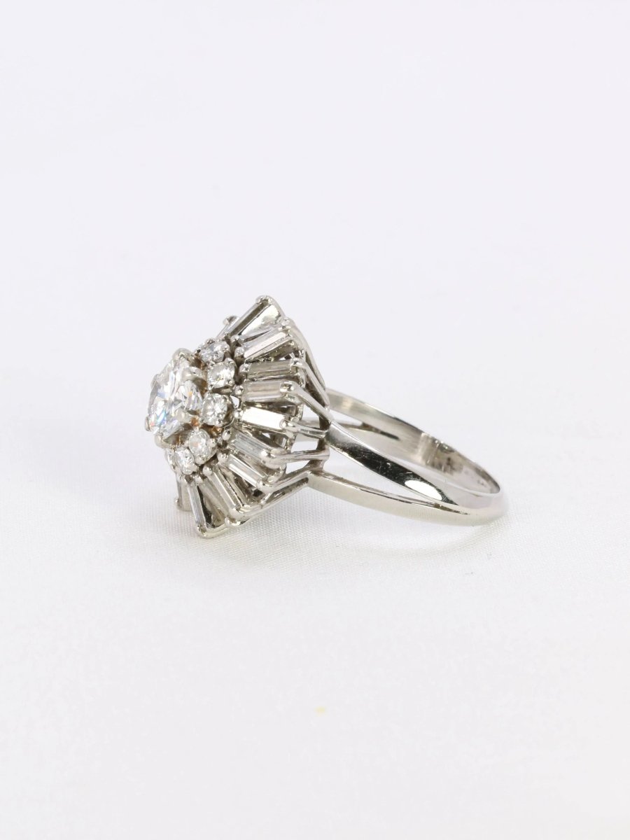 Bague soleil or blanc diamants 2.8 ct - Castafiore