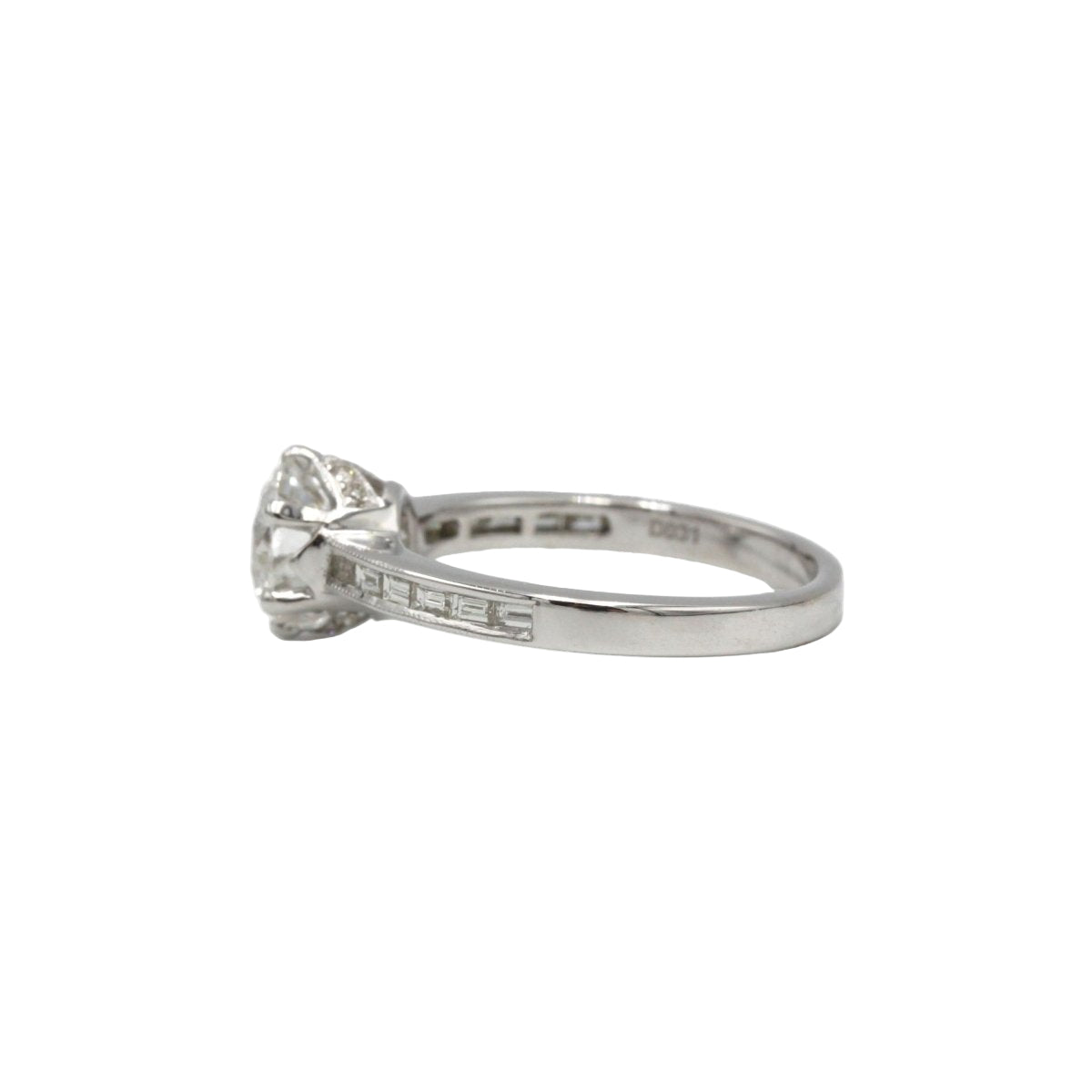 Bague Solitaire accompagné en or blanc et diamant - Castafiore