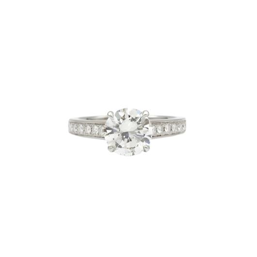 Bague Solitaire Accompagné en Or Blanc VVS2 - Castafiore