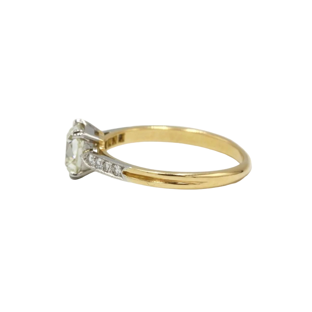 Bague Solitaire ancien en or jaune et diamant - Castafiore