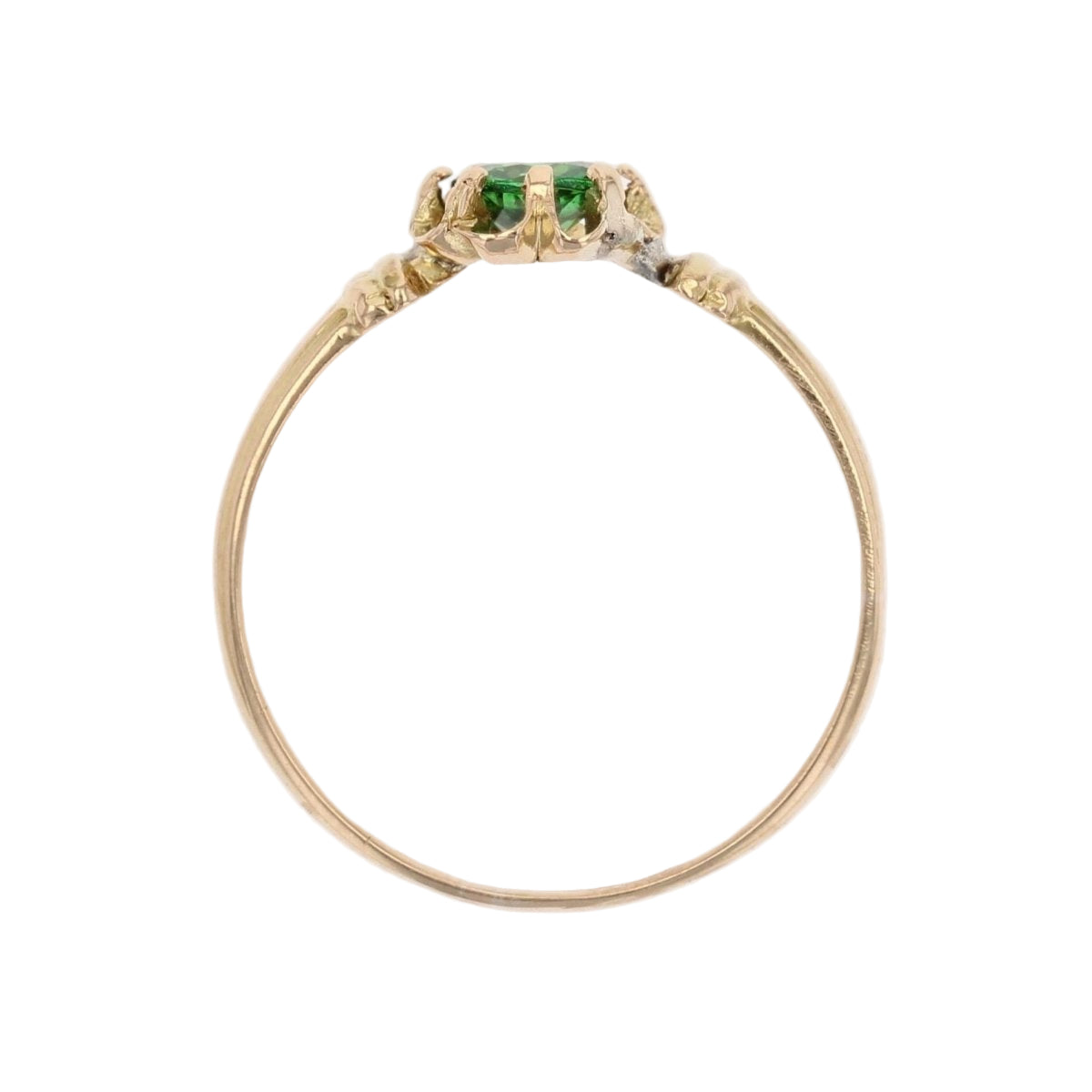 Bague Solitaire ancienne en or jaune et grenat vert - Castafiore