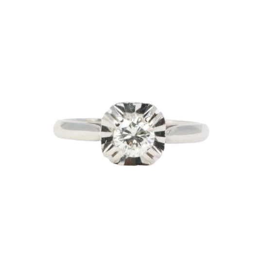 Bague solitaire Art Déco en or blanc et diamant 0,5ct - Castafiore