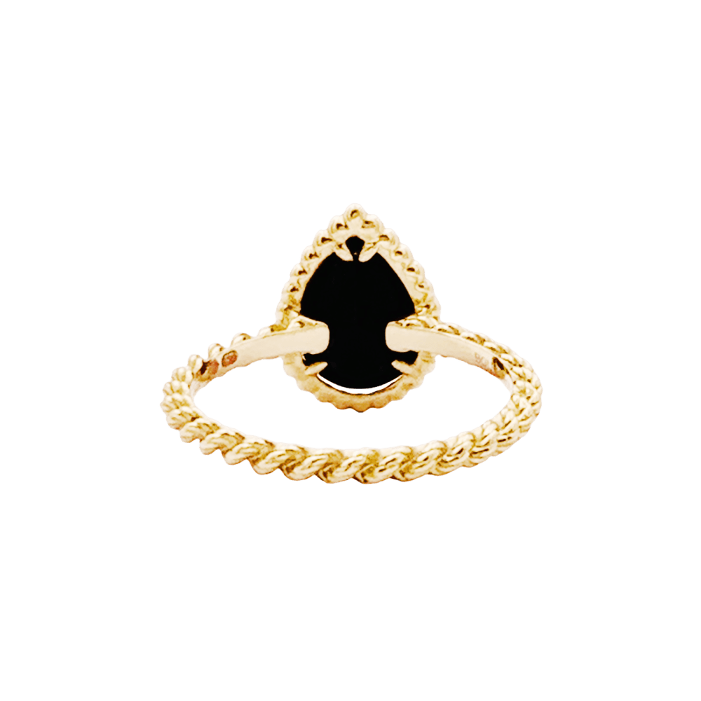 Bague Solitaire BOUCHERON "Serpent Bohème" en or jaune et onyx - Castafiore