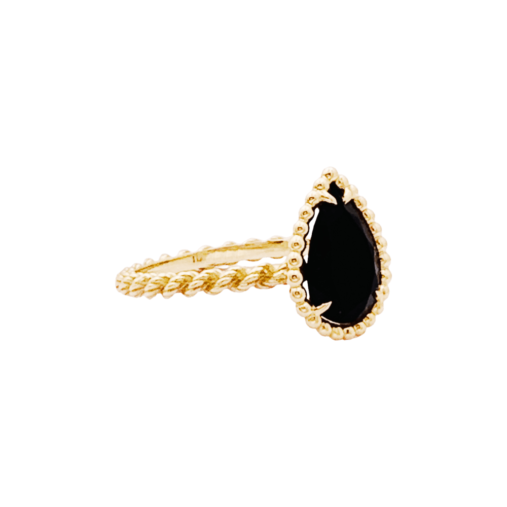 Bague Solitaire BOUCHERON "Serpent Bohème" en or jaune et onyx - Castafiore