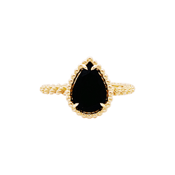 Bague Solitaire BOUCHERON "Serpent Bohème" en or jaune et onyx - Castafiore