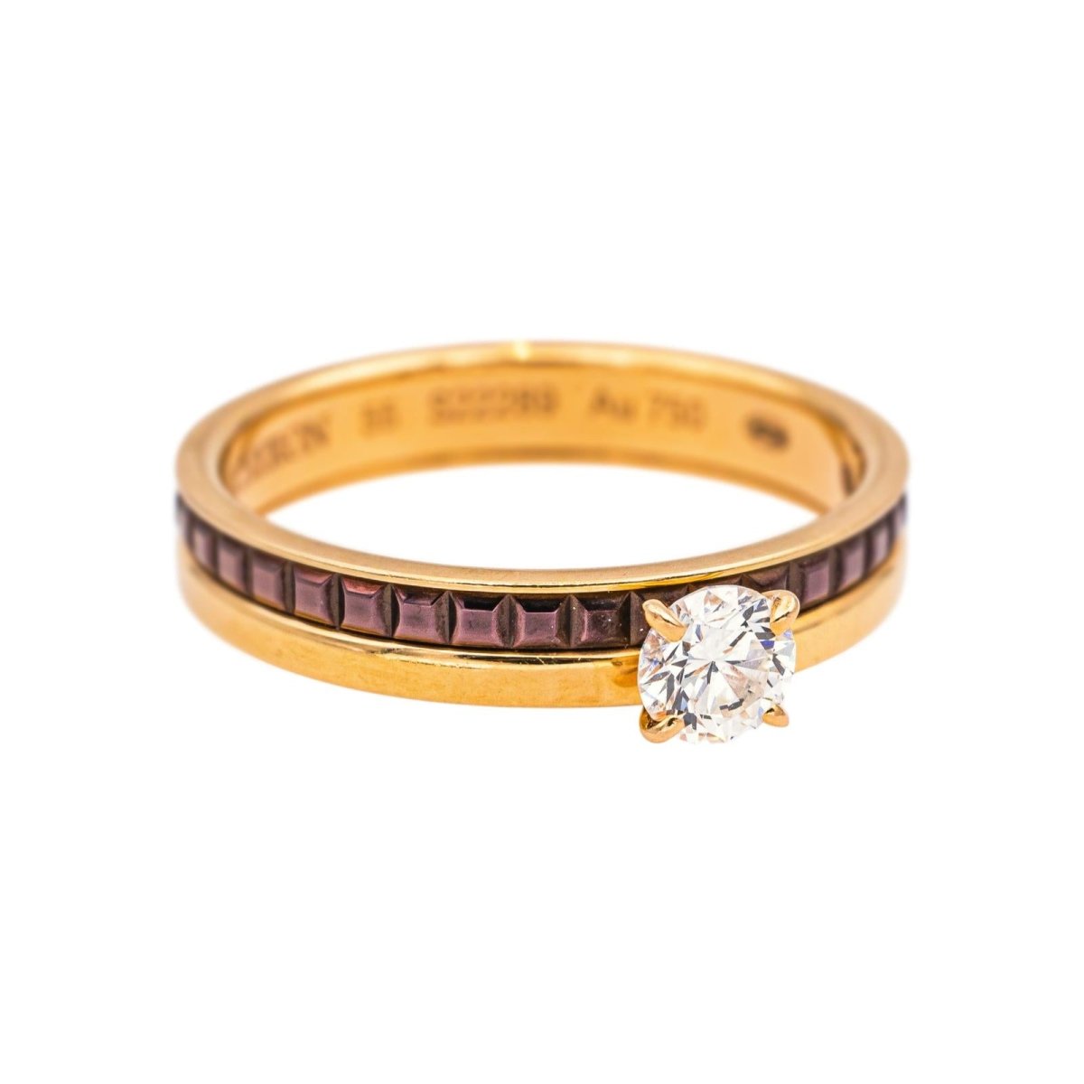 Bague Solitaire BOUCHERON "Solitaire Quatre Classique" en or jaune, or rose et diamant - Castafiore