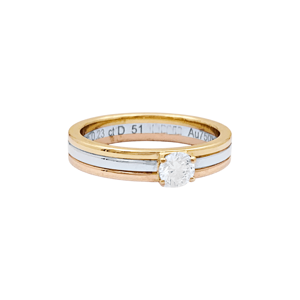 Bague Solitaire CARTIER "Vendôme Louis Cartier" en or jaune, or blanc, or rose et diamant - Castafiore