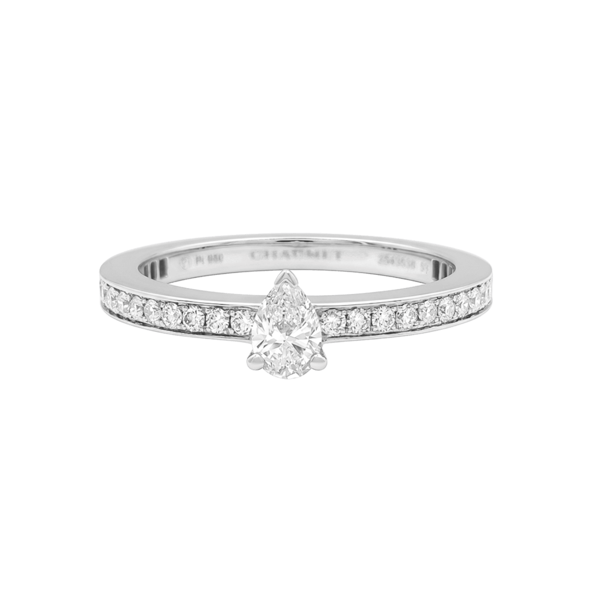 Bague Solitaire CHAUMET "Triomphe de Chaumet" en platine et diamants - Castafiore