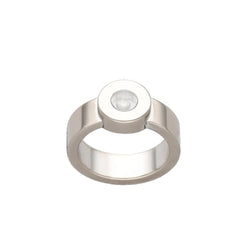 Bague Solitaire CHOPARD "Happy Diamond" en or blanc, saphir et diamant - Castafiore