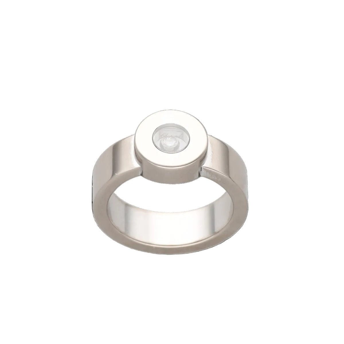 Bague Solitaire CHOPARD "Happy Diamond" en or blanc, saphir et diamant - Castafiore