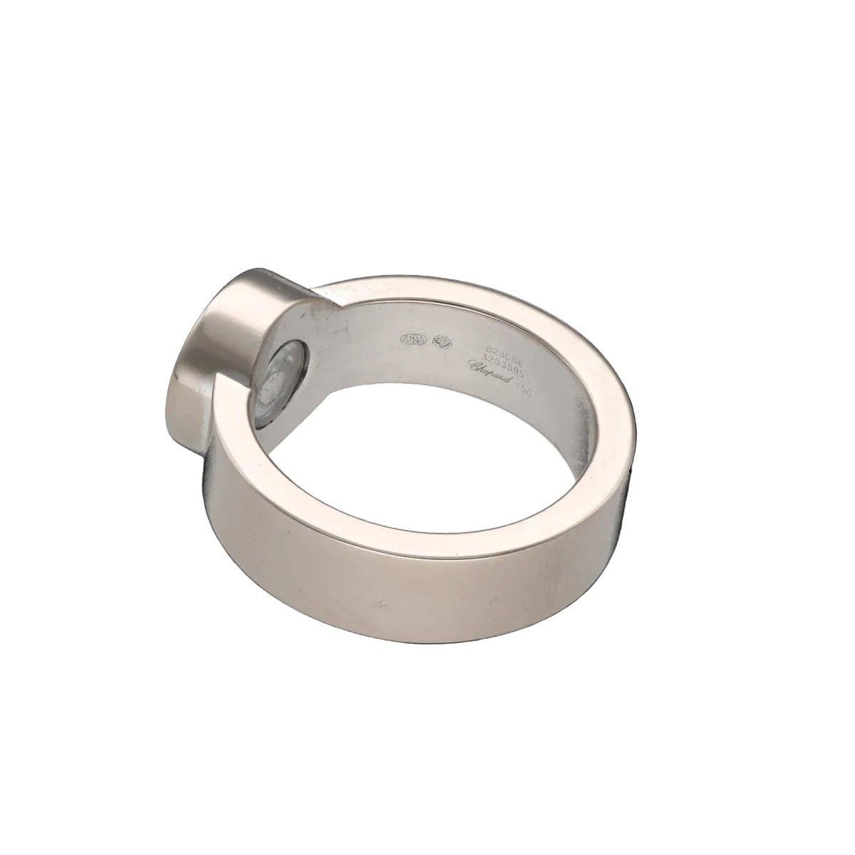 Bague Solitaire CHOPARD "Happy Diamond" en or blanc, saphir et diamant - Castafiore