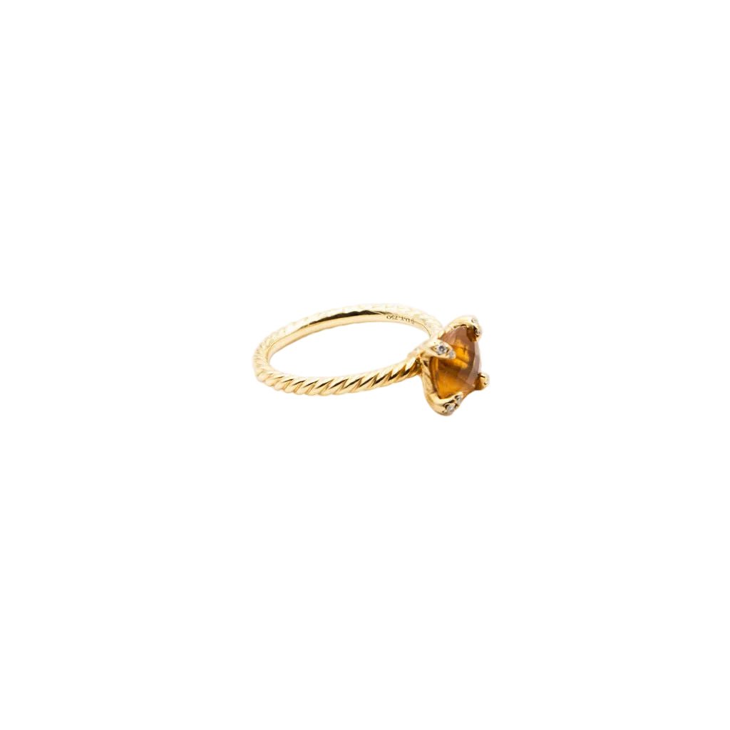 Bague Solitaire DAVID YURMAN Chatelaine en or jaune, citrine et diamants