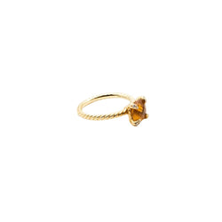 Bague Solitaire DAVID YURMAN "Chatelaine" en or jaune, citrine et diamants - Castafiore