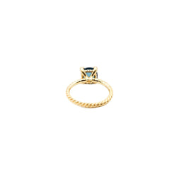 Bague Solitaire DAVID YURMAN "Chatelaine" en or jaune, topaze bleue et diamants - Castafiore