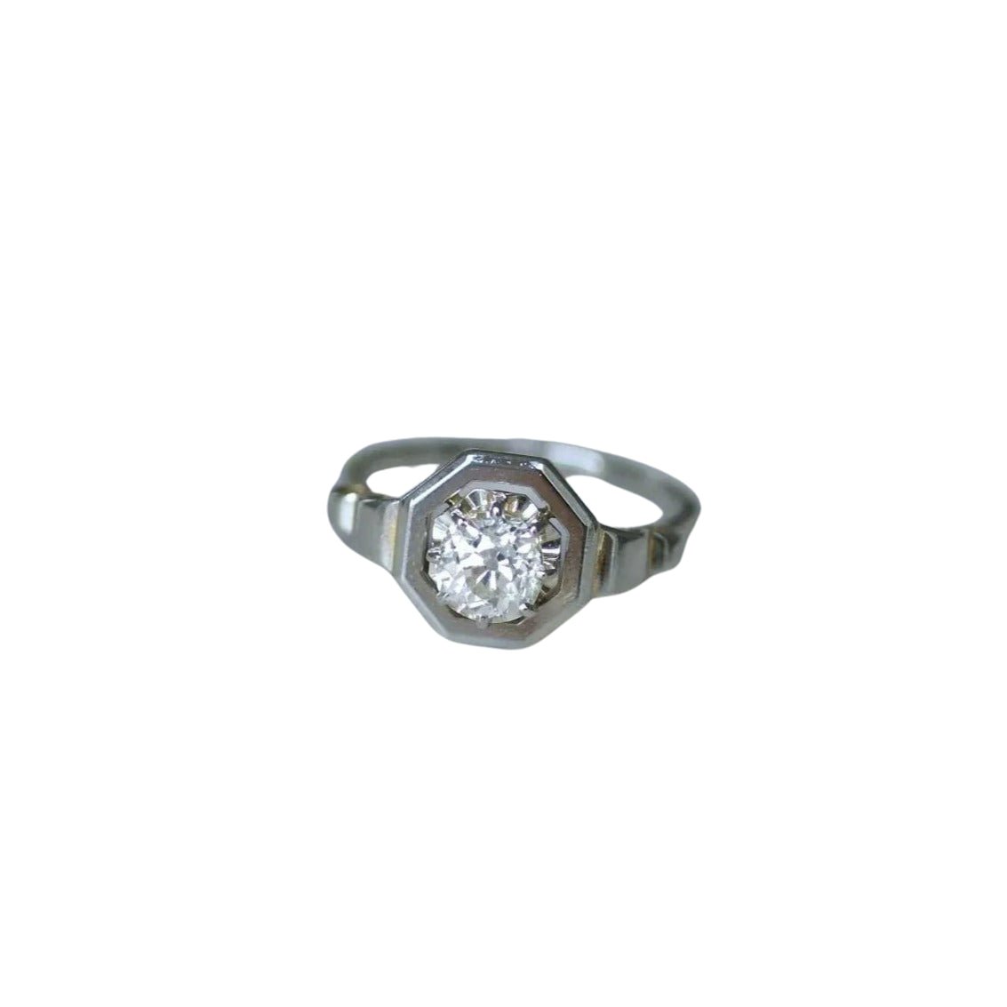 Bague Solitaire Diamant 0.90 Ct Art Deco - Castafiore