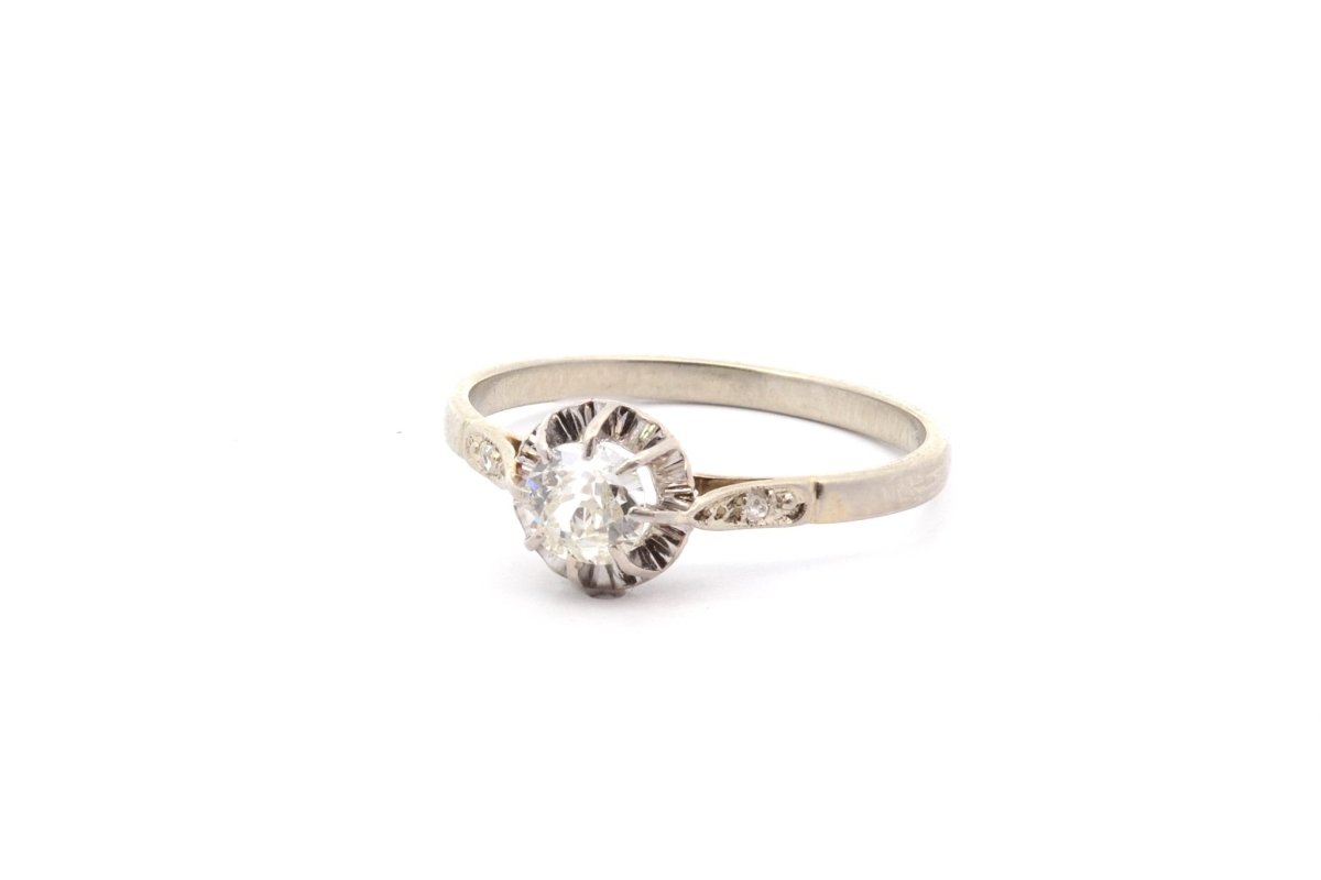 Bague solitaire diamant en or blanc 18k - Castafiore