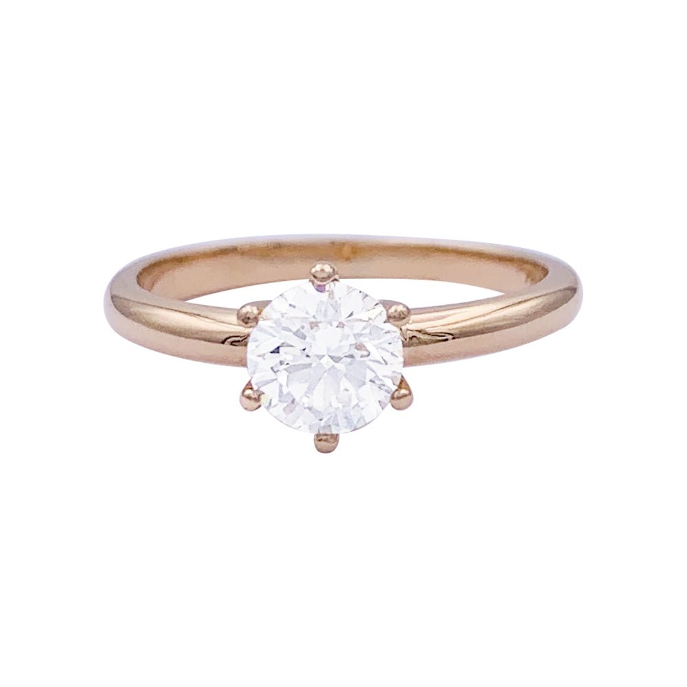 Bague solitaire diamant en or rose. - Castafiore