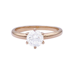 Bague solitaire diamant en or rose. - Castafiore