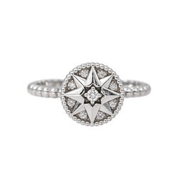 Bague Solitaire DIOR "Rose des Vents" en or blanc et diamants - Castafiore