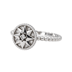 Bague Solitaire DIOR "Rose des Vents" en or blanc et diamants - Castafiore