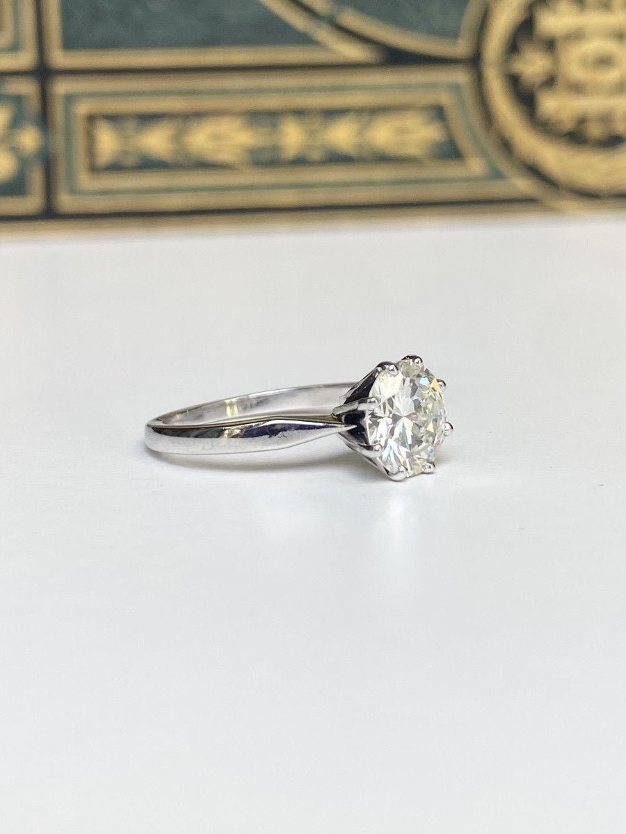 Bague solitaire en or blanc 18k et diamant - Castafiore