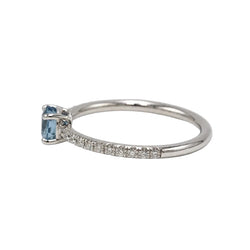 Bague Solitaire en or blanc, aigue-marine et diamants - Castafiore