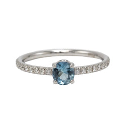 Bague Solitaire en or blanc, aigue-marine et diamants - Castafiore