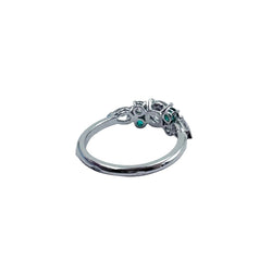 Bague Solitaire en or blanc, diamants et émeraudes - Castafiore