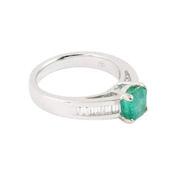 Bague Solitaire en or blanc, émeraude et diamants - Castafiore