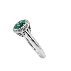 Bague Solitaire en or blanc, émeraude, et diamants - Castafiore