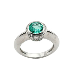 Bague Solitaire en or blanc, émeraude, et diamants - Castafiore