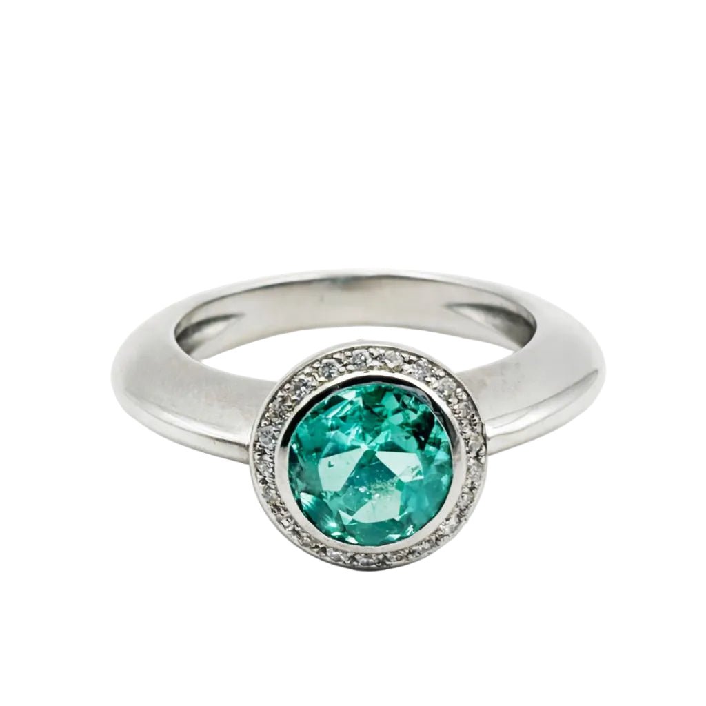 Bague Solitaire en or blanc, émeraude, et diamants - Castafiore