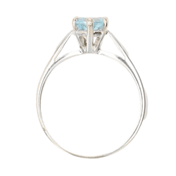 Bague Solitaire en or blanc et aigue - marine - Castafiore