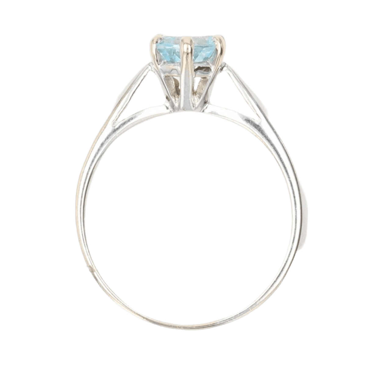 Bague Solitaire en or blanc et aigue - marine - Castafiore