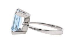 Bague Solitaire en or blanc et aigue - marine - Castafiore