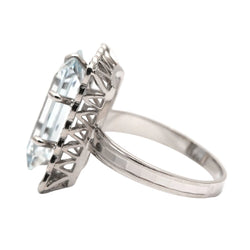 Bague Solitaire en or blanc et aigue-marine - Castafiore