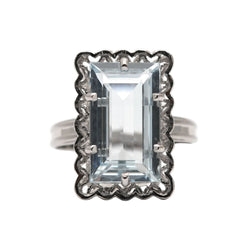 Bague Solitaire en or blanc et aigue-marine - Castafiore