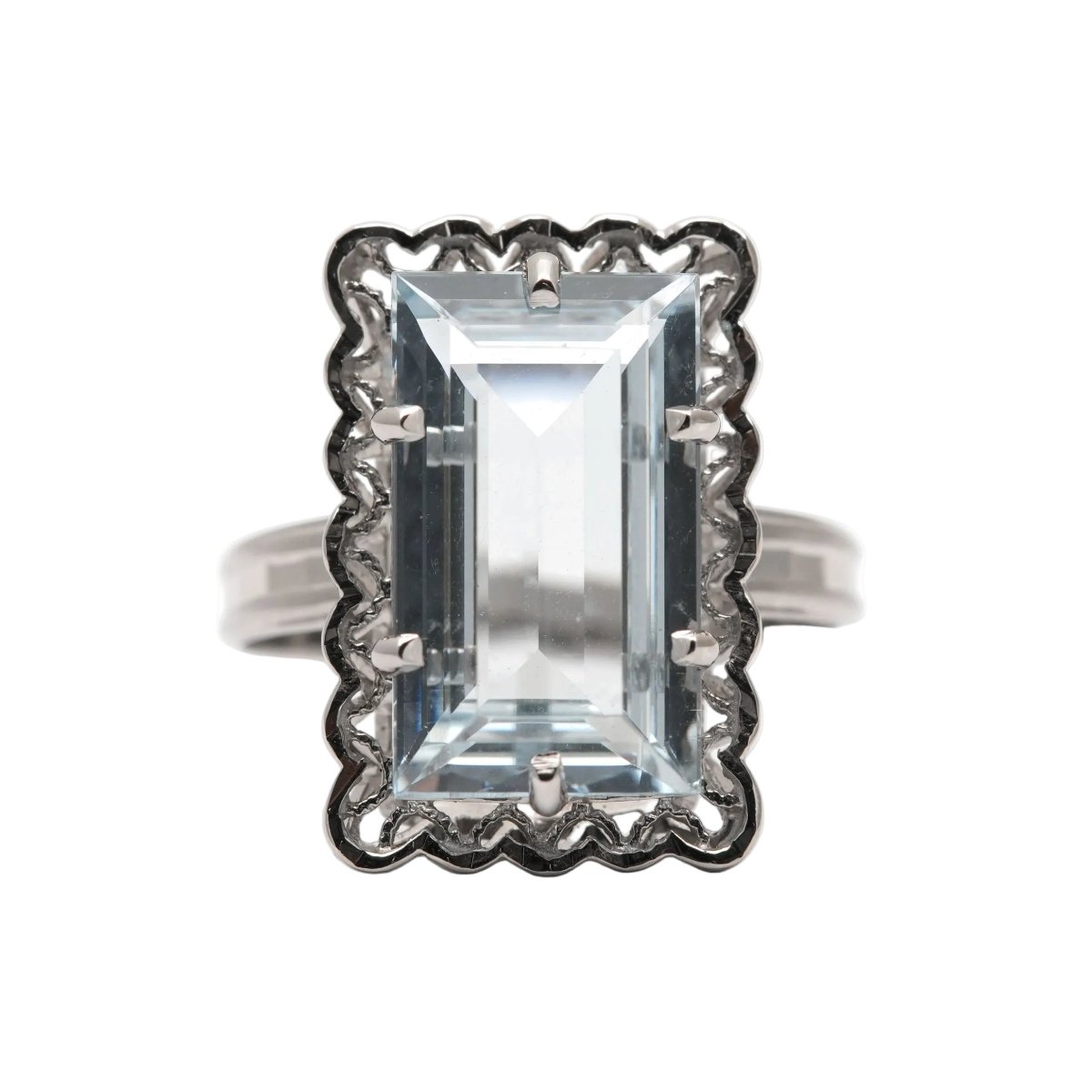 Bague Solitaire en or blanc et aigue-marine - Castafiore