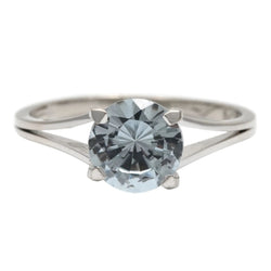Bague Solitaire en or blanc et aigue-marine - Castafiore