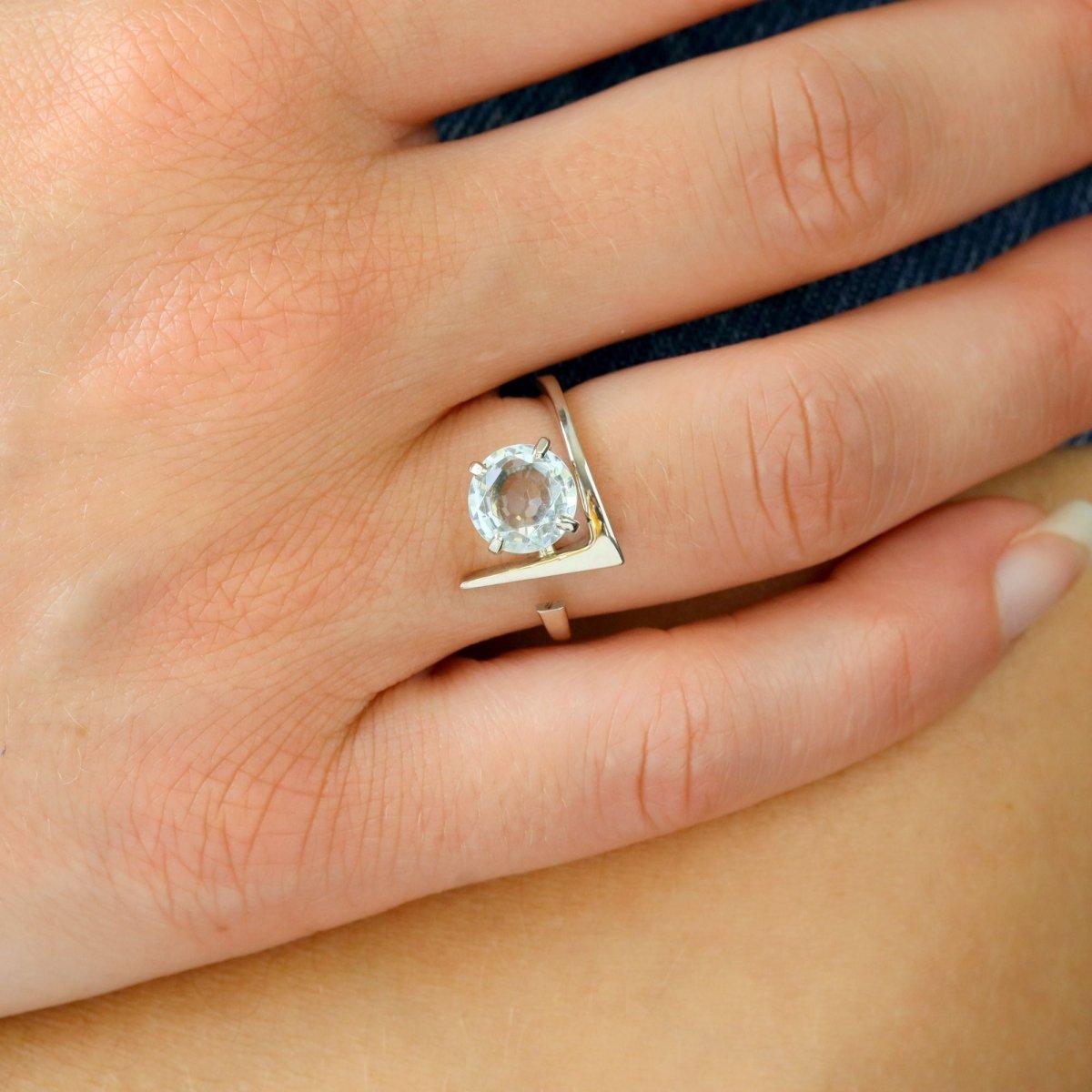 Ring white gold vintage aquamarine