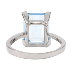 Bague Solitaire en or blanc et aigue - marine - Castafiore