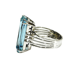Bague Solitaire en or blanc et aigue-marine - Castafiore